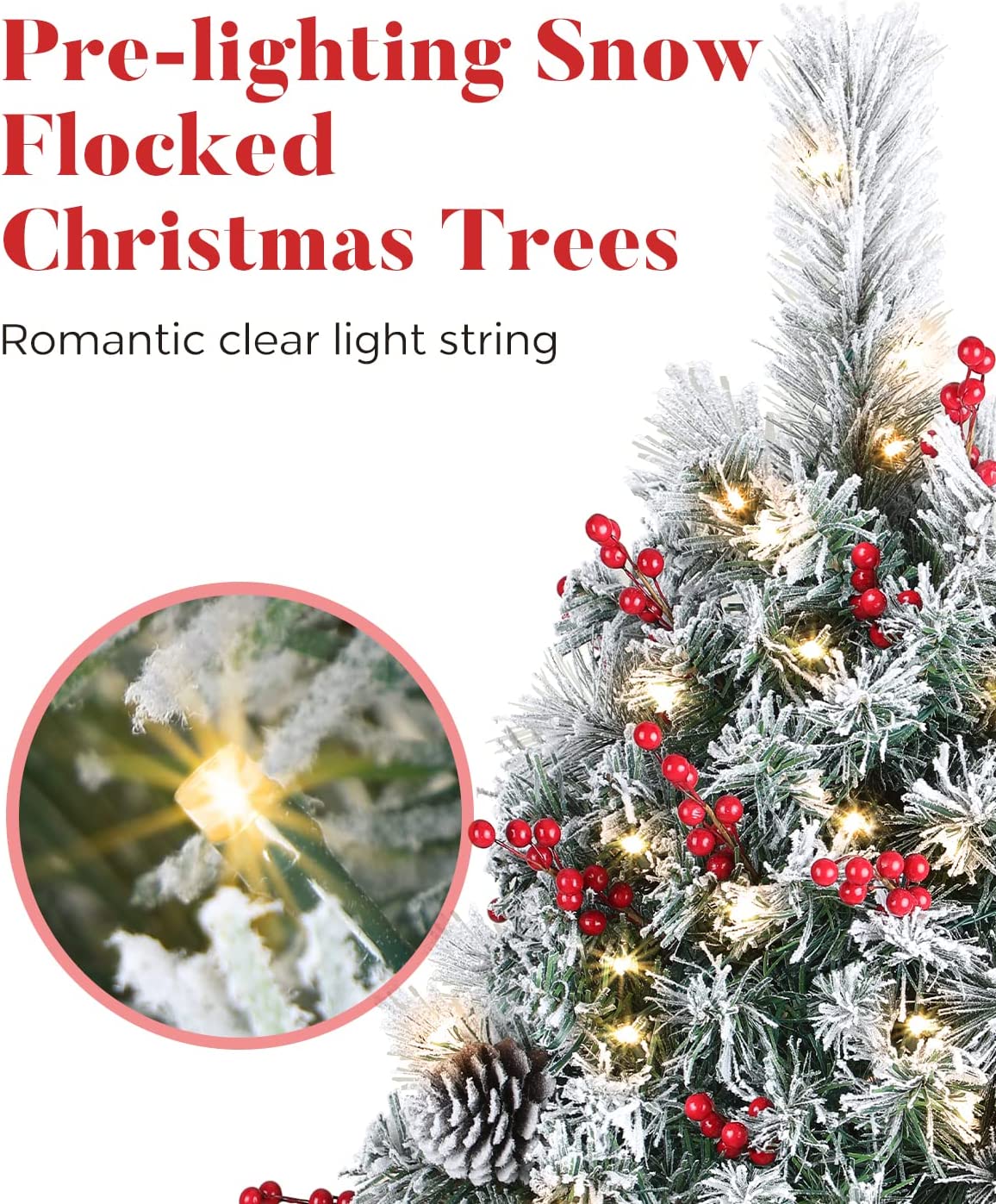 OasisCraft 24" Pre-Lit Mini Flocked Christmas Tree 2-Pack photo 7
