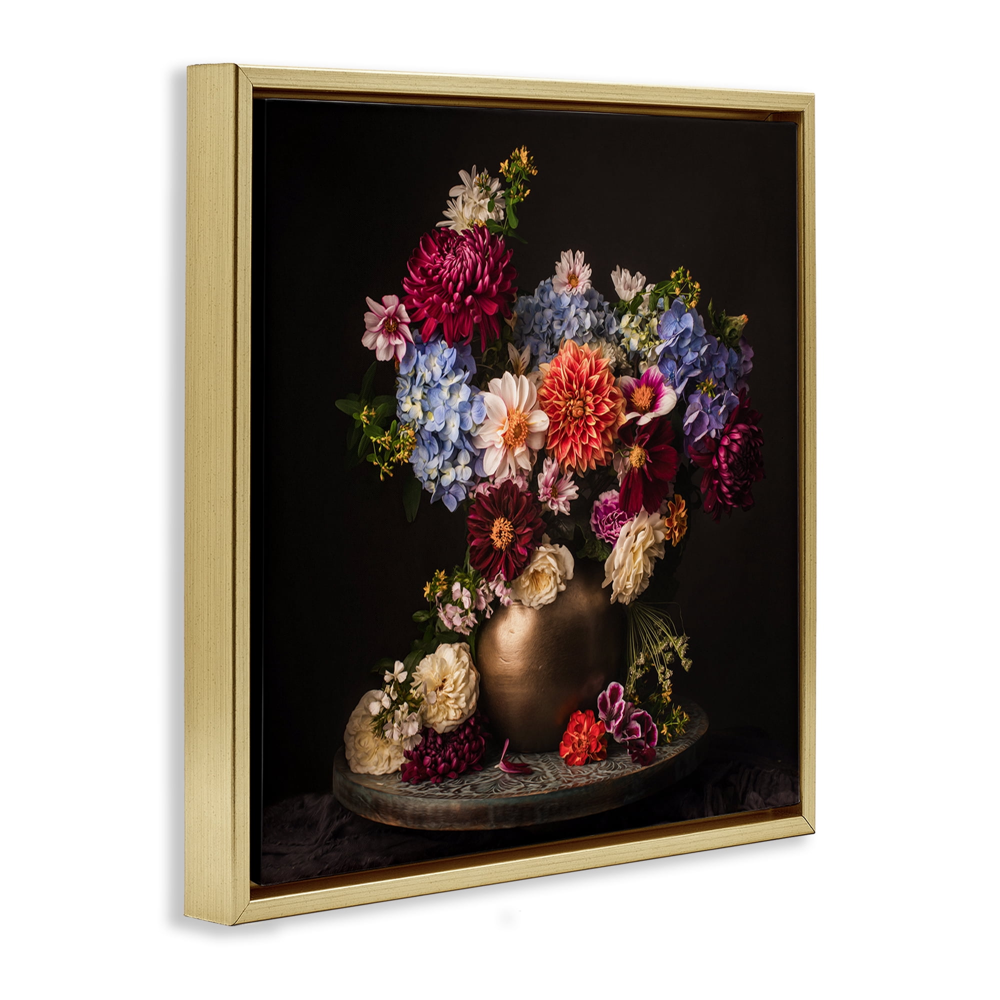 Stupell Industries Assorted Flowers Arrangement Plants & Flowers Photography Gold Floater Framed Canvas Art Print Wall Art, 18 x 18