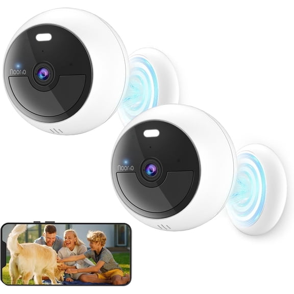 Noorio AI Motion Detection 2MP Wireless Outdoor Battery Powered Security Camera, (2 Pack)