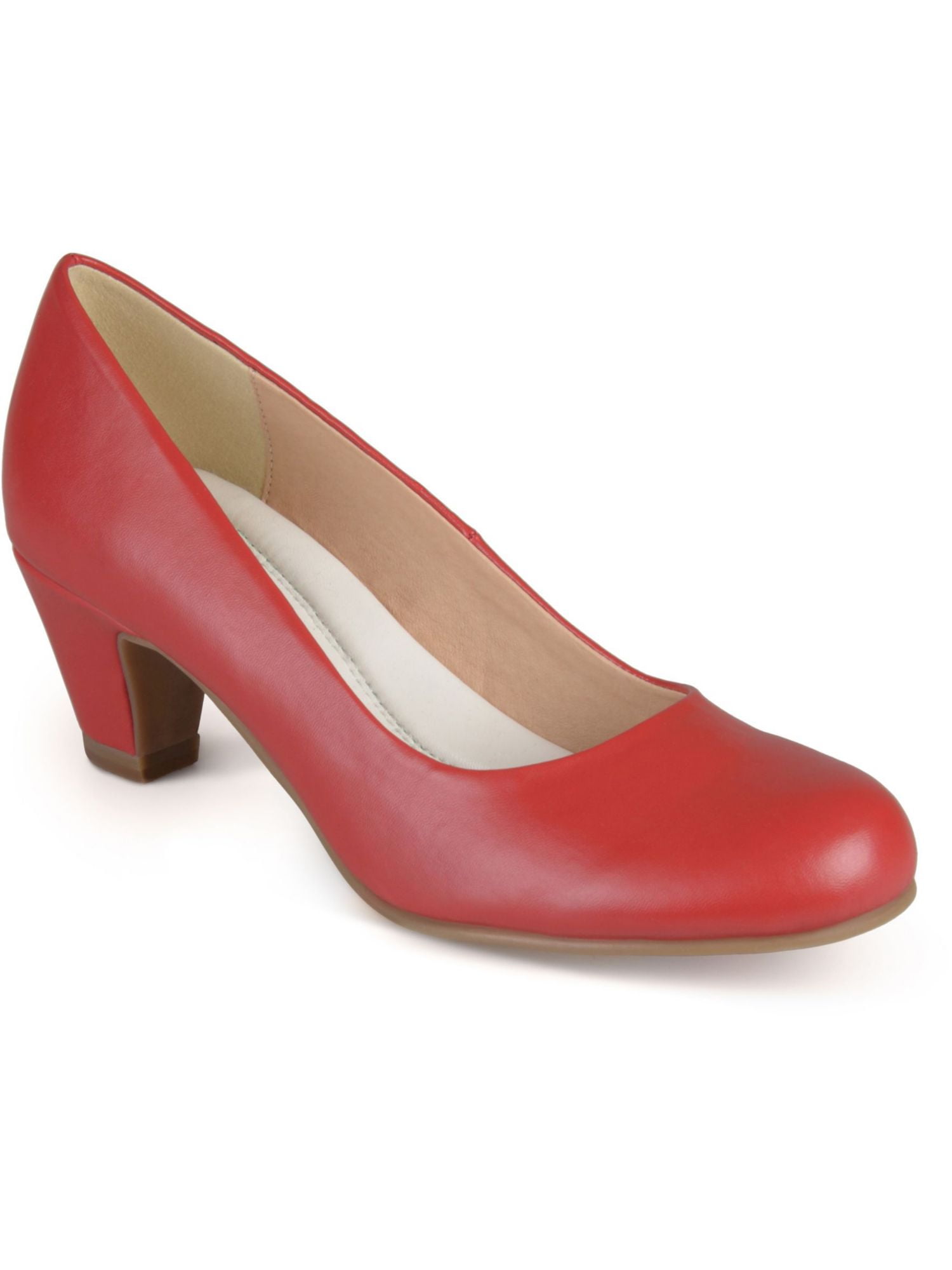 JOURNEE COLLECTION Womens Red Padded Comfort Luum Round Toe Block Heel