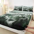 thumbnail image 3 of jejeloiu Retro Natural Landscape Twin Sheet Sets,Jungle Mountain Range Twin Fitted Sheet,Green Black Flat Sheet For Kids,Breathable Home Decor,3-Piece, 3 of 7