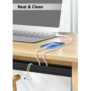 6 Pack Under Desk Cable Management Kit, J Channel Cable Raceway with Double Side Tape, Cord Organizer Tray for Desk, Easy Install, No Drilling, Cable Hider for Home & Office, Child & Pet Proof