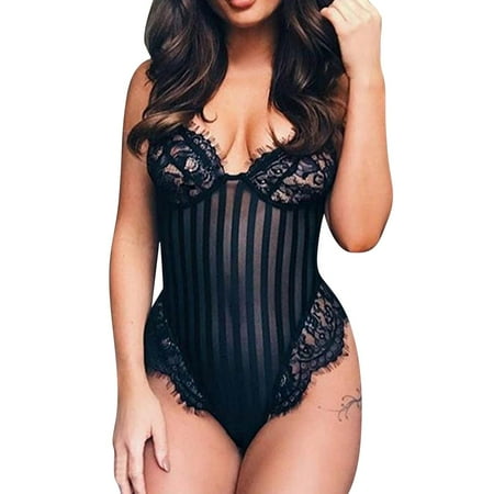 

B91xZ Lingerie For Women Women Sexy Lingerie Lashes Lace Sash Lace Women s Underwear Valentines Day Lingerie for Women Bodysuit Black XX-Large