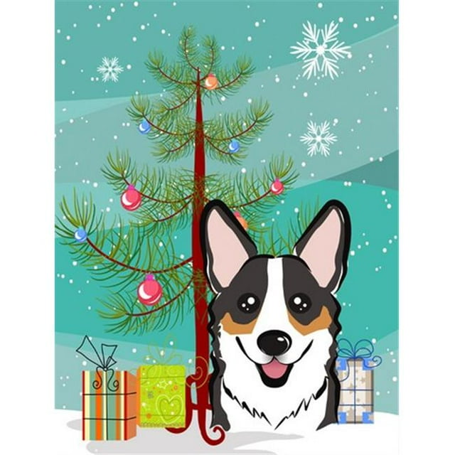 Christmas Tree And Tricolor Corgi Flag Garden Size