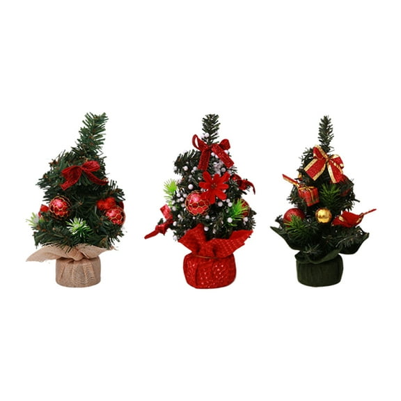 ORDDIART 3Pcs Tabletop Christmas Trees Assorted Color Mini Tree PVC Fabric Decorative Tree for Home Party Bar