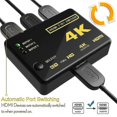 thumbnail image 5 of 3 Way Port Hdmi Splitter Switch 3 To 1 Hub 4k Ir Remote Usb Cables For Hdtv Ps3, 5 of 5