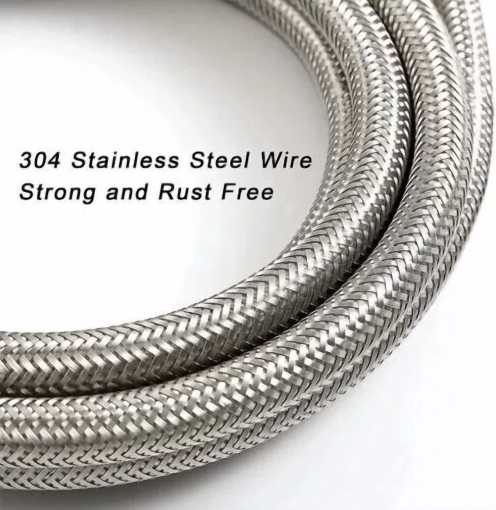 Refregerator Stainless Braided Ice Maker Supply Line 1/4" X 1/4" Comp X 72" 6'