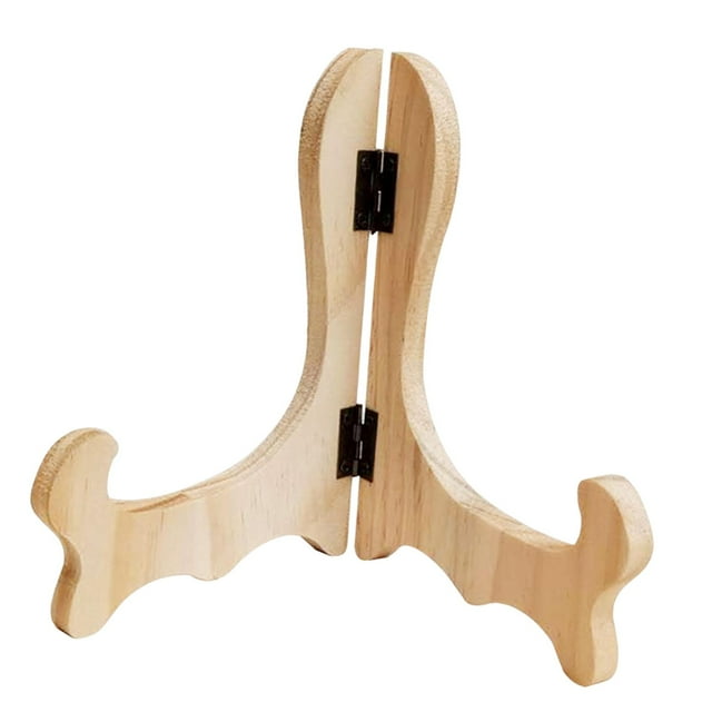 Plato de disco de madera, soporte para foto, soporte de placa de caballete para foto, caballete, tableta , plato, imagen decorativa Beige perfecl Soporte de placa