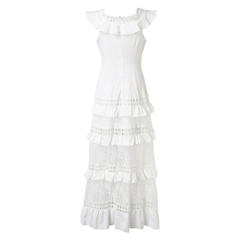 Zshosam Women's Off Shoulder Lace Maxi Dress Boho Wedding Guest Bridesmaid  Beach Gowns(White,XL) - Walmart.com