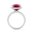 thumbnail image 3 of SuperJeweler 5 1/2 Carat Cushion Cut Created Ruby and Halo Diamond Ring In Sterling Silver For Women, 3 of 6