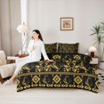 thumbnail image 4 of Manfei Halloween Damask Ghost Full Size Bedding Sets 7 Pieces, Gothic Flower Full Size Bed in a Bag, Black Gold,Black Reversible, 4 of 7