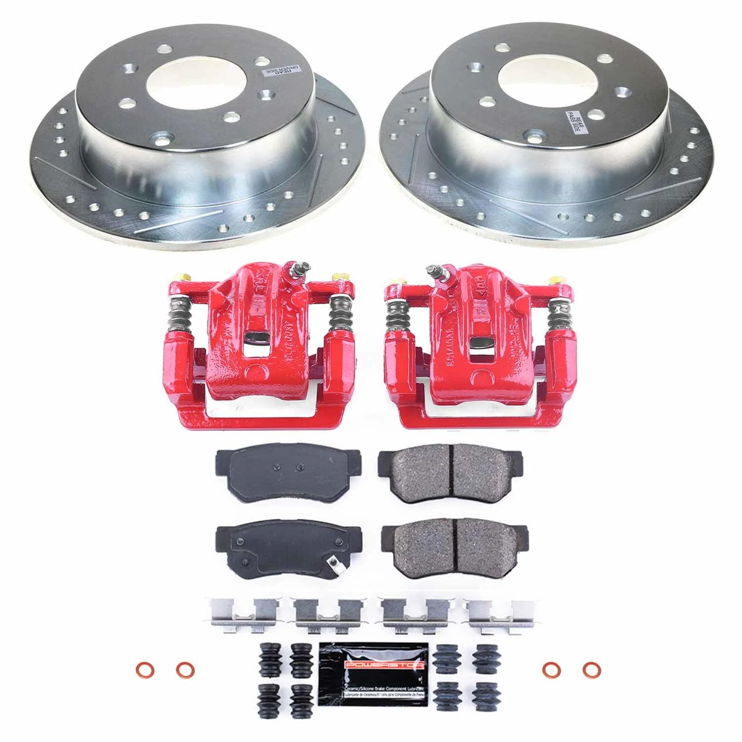 PowerStop Rear Z23 Evolution Sport Brake Pad and Rotor Kit with Red Powder Coated Calipers Fits: HYUNDAI KIA Select Models KC5212