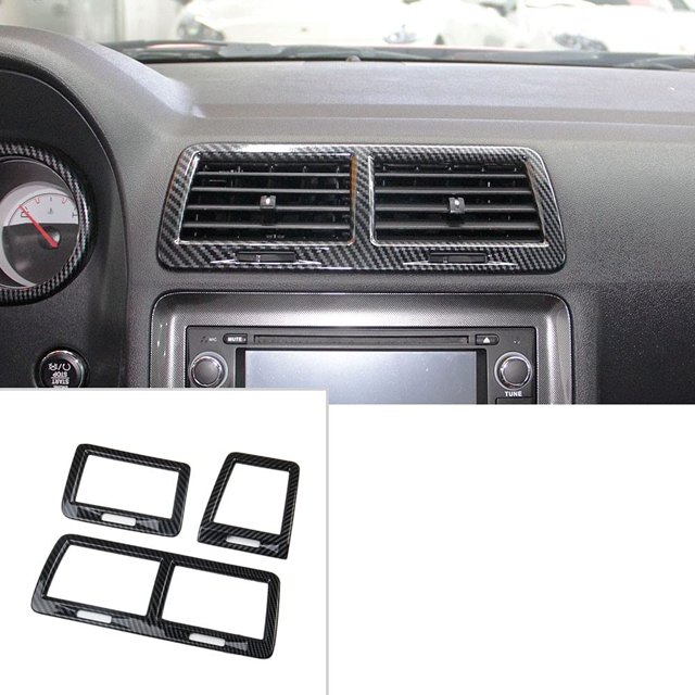 Korlot Cubierta de ventilación de fibra de carbono Kit de ajuste de salida de CA para Dodge Challenger 2008-2014