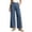 *Dark Blue, variant on Women's High Waisted Cotton Linen Pants , Wide Leg Work Business Trousers For Women , Ladies' Button Detail Pleated Pants with Pockets,Khaki,S-XL