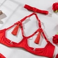 thumbnail image 4 of Lefu Tassel Lingerie Set Women Halter Cut Out Sexy Erotic 3PC Set Back Open Brief Kit, 4 of 9