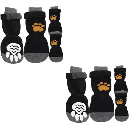 8 pcs Anti-Slip Accessory Large Leg Small Double Booties Paw Socks Wear Protector Side Covers M Indoor Puppy for Compact Breathable Floors Cotton Winter Hardwood Puppy Accessories