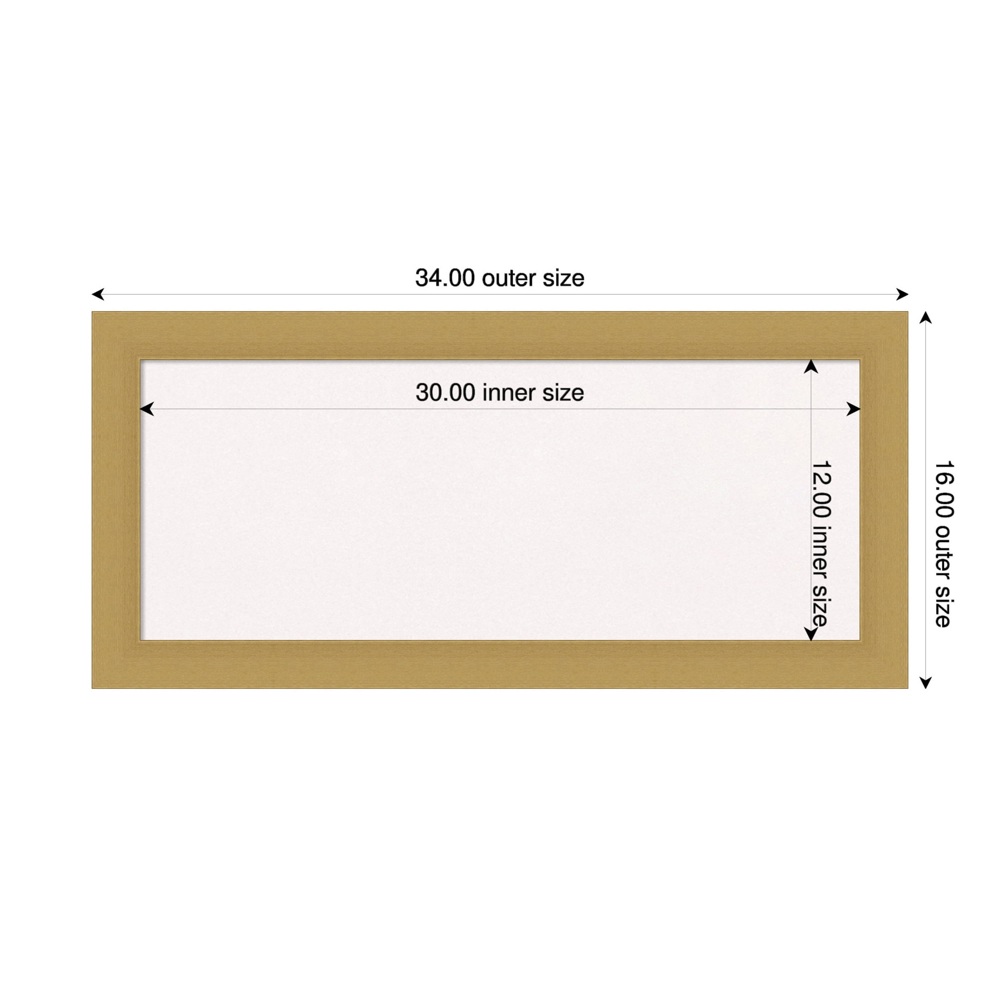 Amanti Art White Cork Board Framed Grace Brushed Gold Bulletin Board 34 in. x 16 in.