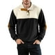 thumbnail image 1 of pstuiky Camisas de manga larga de invierno para hombre, Chaqueta informal de color liso con botones y cuello alto para hombre, elegante sudadera con capucha y bloques de color l, 1 of 4