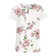 thumbnail image 4 of Summer Saving Wycnly Womens Shirts Sexy Lace Trim Lightweight Keyhole Pullover Tops Summer Short Sleeve Crewneck Ladies Flowers Print Tops and Blouses Pink s, 4 of 6