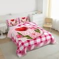 thumbnail image 4 of Homewish Valentine'S Day Cake Bedding Comforter Set,Geometric Plaid Grid Twin Comforter Sets,Pink Red White Bedding Set For Girl,Super Cozy Room Decor Reversible,2 Pieces, 4 of 9