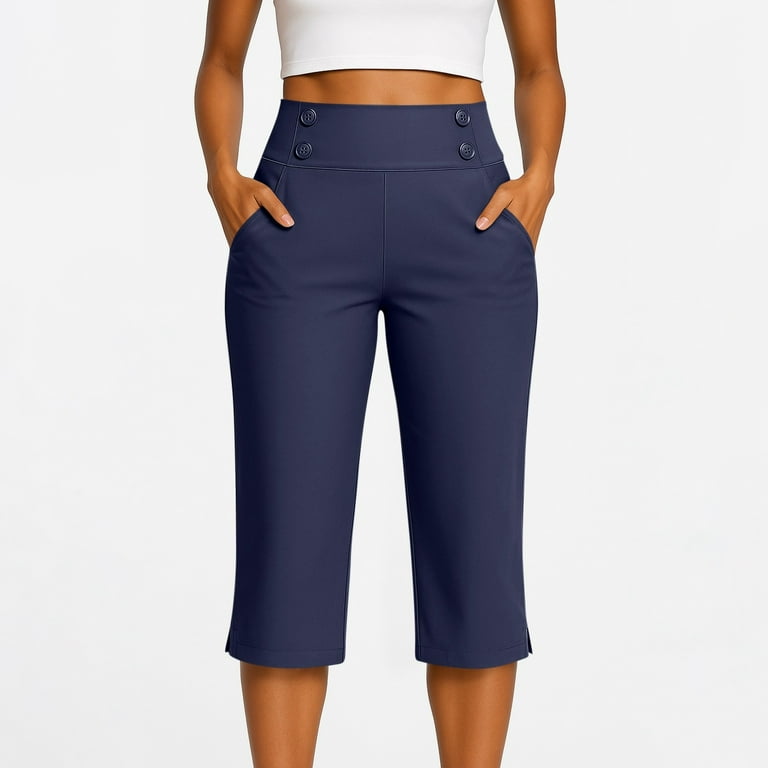 YDDIAN Black Dress Capris for Women Stretch Summer High Waisted