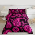 thumbnail image 2 of Manfei Bohemian Paisley Queen Comforter Set 3 Pieces, Hippie Mandala Bedding Sets, Black Pink Bedding Comforter Set, Lightweight Room Decor, 2 of 8