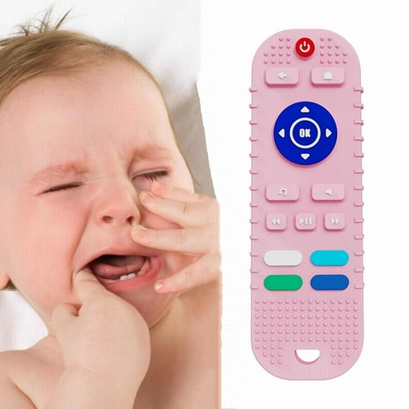 Binwennn Baby Teething Toys Food Grade Silicone Teether For Babies 3 6 12 18 Months TV Remote Shape Toddlers Chew Toys Freezer ( RC) Education Wall Clock Early Reader Books for Boys Radial Education