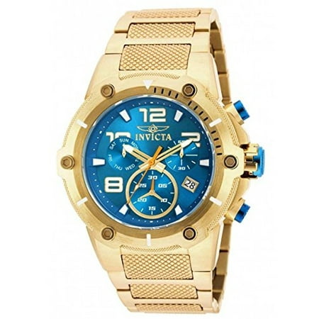 NEW!! 19532 Speedway XL Teal Blue Gold Plated Chronograph Swiss (List Of Best Swiss Watches)