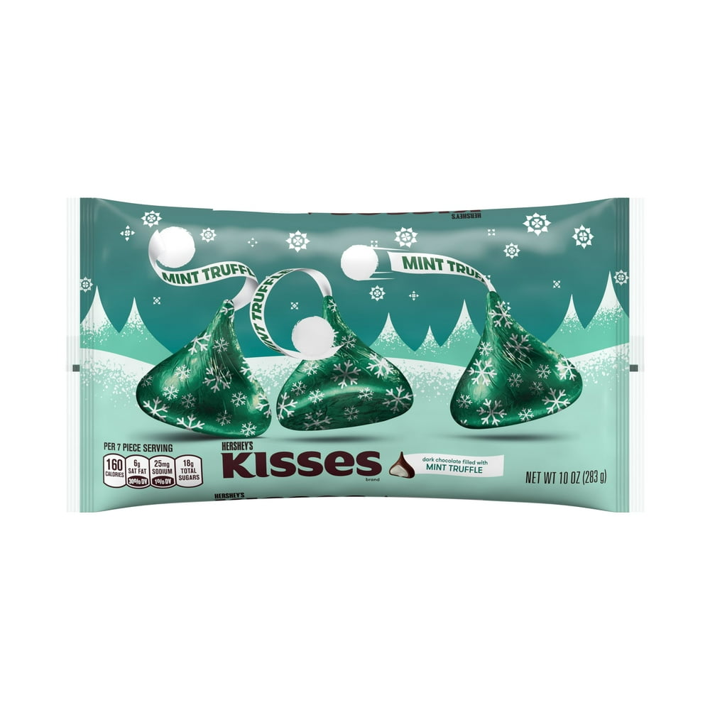 Hershey's Kisses, Holiday Dark Chocolate Candy Filled With Mint Truffle