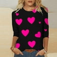 thumbnail image 2 of Plus Size T-Shirts Womens Valentines Day Tops Gradient Cute Heart Print Tee Trendy 3/4 Sleeve Gifts, 2 of 5