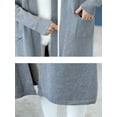 thumbnail image 5 of Womens Open Front Knit Long Sleeve Slits Drape Duster Coat Cardigan Sweater with Pockets, Grey Side Slit, 5 of 5
