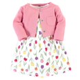 thumbnail image 1 of Hudson Baby Conjunto De Vestido Y Cárdigan De Algodón Para Niña Primavera Tulipanes 0-3 Meses, 1 of 2