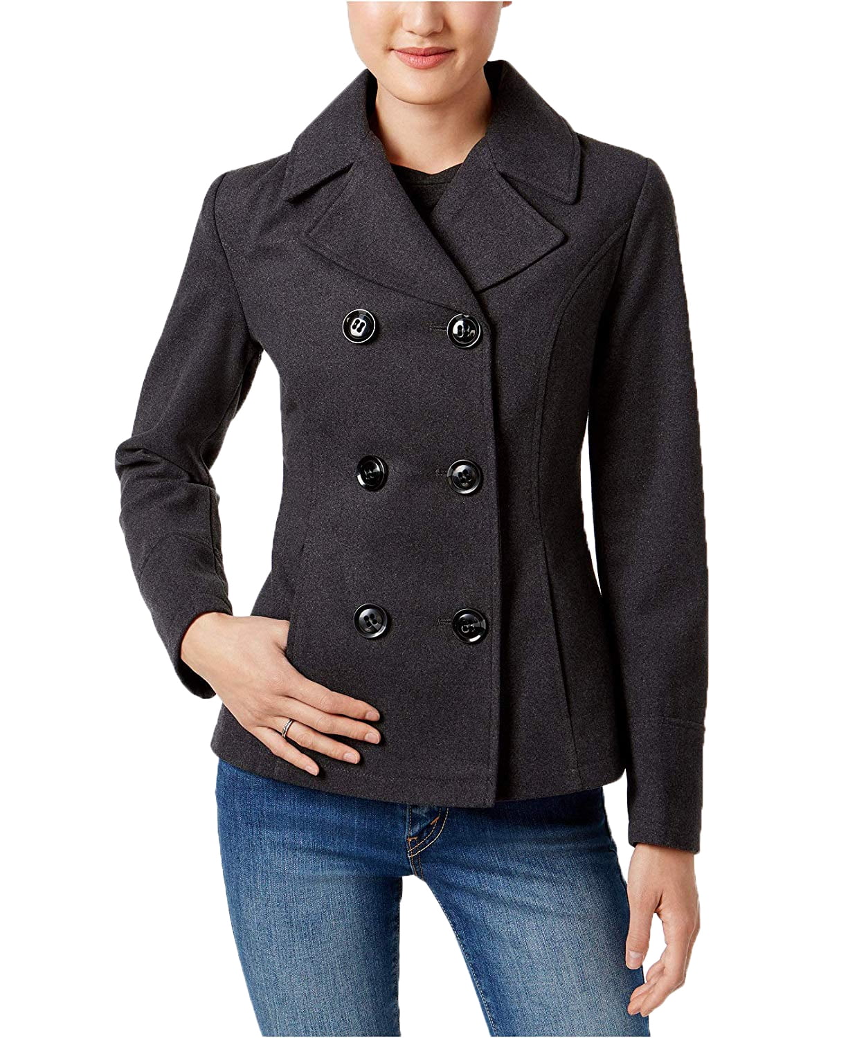 Celebrity Pink Juniors DoubleBreasted Peacoat (Charcoal, XSmall