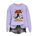 thumbnail image 4 of Cute Spooky Biscuits Graphic Sweatshirt Women Black Cat Ghost Dough Print Crew Neck Long Sleeve Pullover Oversized Fleece Lined Fall Top for Halloween Party Casual Outfits, 4 of 5