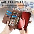 thumbnail image 3 of for Samsung Galaxy A15 (4G)/A15 (5G) Phone Case Zipper Wallet Pocket, Floral Matte Leather Folio Flip Cover Kickstand, Multi Card Holder Cash Slot Photo Frame, Leaf Magnetic Buckle, Wrist Strap, 3 of 8