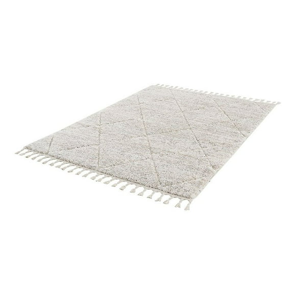 Madison Park 63x84" Serta Talas Shag Polypropylene Plastic Area Rug in Cream