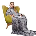 thumbnail image 2 of Winthome Wearable Blanket with Sleeves Soft TV Throw Blanket Machine Washable Size L Grey for Unisex Adult, 2 of 5