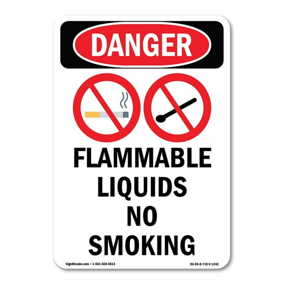 OSHA Danger Sign -  Flammable Liquids No Smoking | Plastic Sign | Protect Your Business, Construction Site, Warehouse & Shop Area |  Made in The USA
