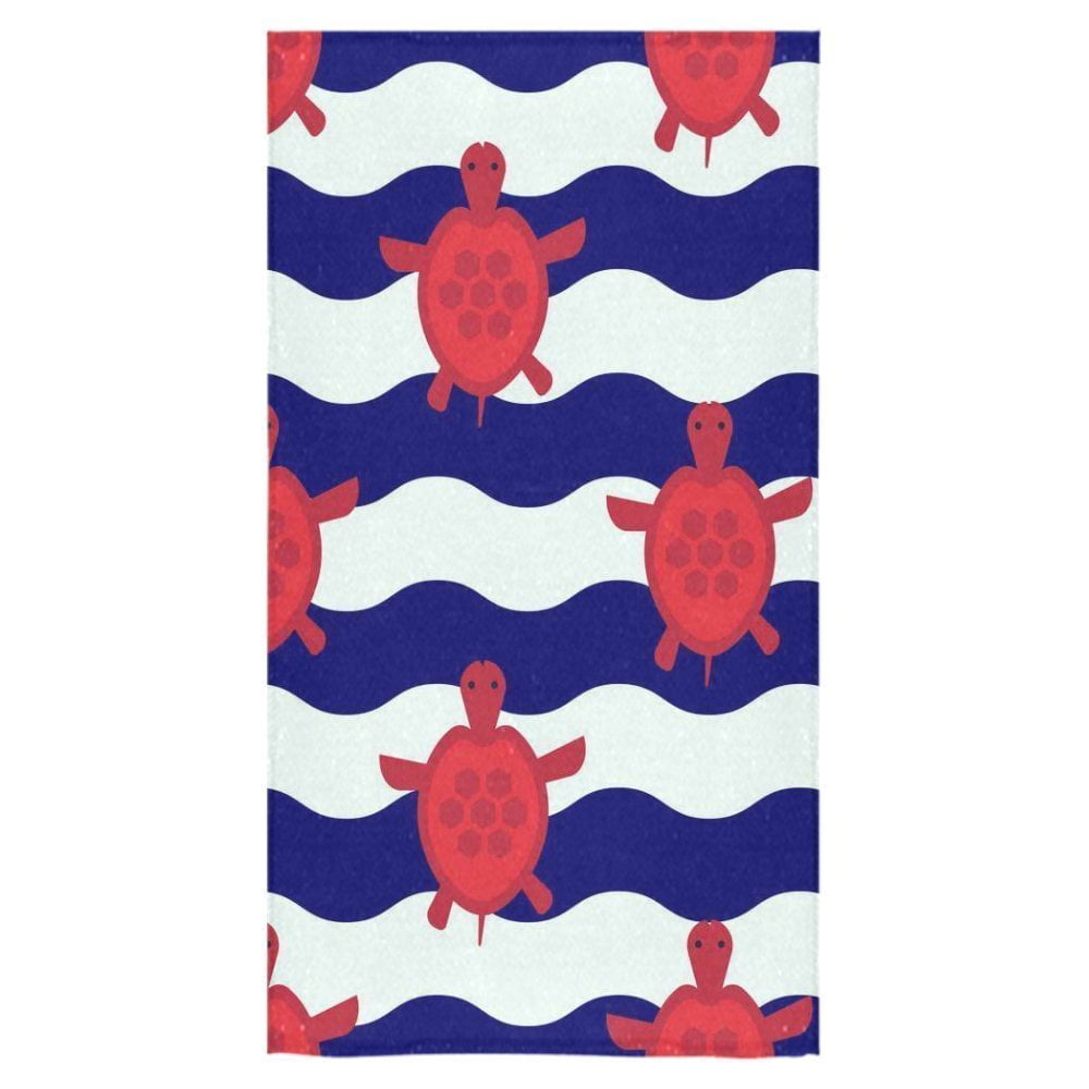 ZKGK Nautical Pattern Red Sea Turtle Beach Bath Towels Bathroom Body