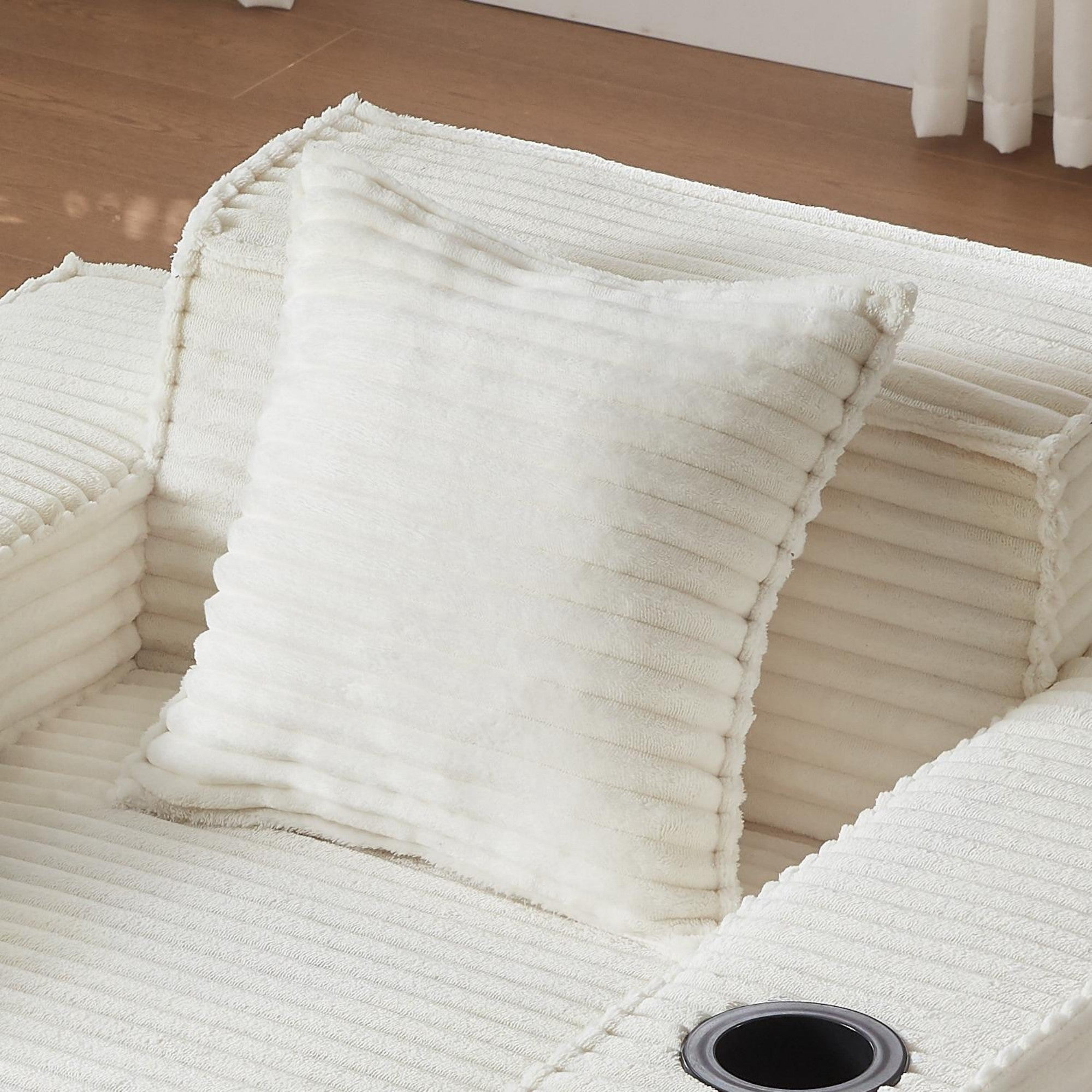 Sailvan Modern 1-Seater Boneless Sofa,No Assembly Corduroy Cloud Couch for Small Spaces Apartments & Offices,Plush Comfy Accent Seating White