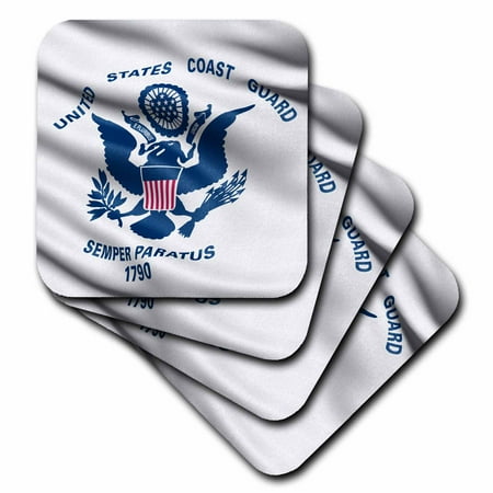 3dRose Flag of the US Coast Guard waving in the wind - Soft Coasters, set of 8