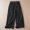 Black, variant on FUNUONY Lightweight Wide Leg Cropped Pants for Women High Waisted Loose Casual Lounge Travel Work Sweatpants Summer Retro Cotton and Linen Striped Loose Straight Leg Cropped Pants Beige L