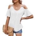 thumbnail image 2 of Kelon Womens Eyelet Embroidered Blouse Short Sleeve Round Neck Loose Fit Casual Summer Tops Trendy 2026, 2 of 4