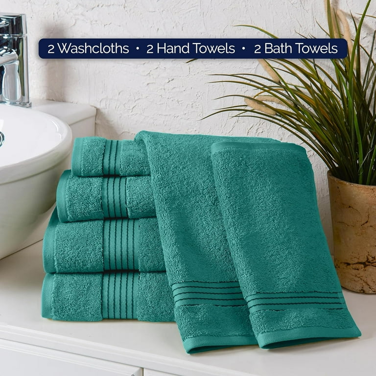 Holiday Gift Cotton 6 Piece Towel Set Includes 2 Washcloths 2 Hand Towels and 2 Bath Towels 100 Turkish Cotton Highly Absorbent and Super Soft