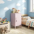 thumbnail image 1 of Table de Nuit en Métal Verrouillable avec 2 Tablettes Ajustables, Table d'Appoint Moderne avec Armoire de Rangement, Table de Bout Industrielle avec Porte pour Chambre, Salon, Bureau, Petit Espace, Rose, 1 of 6