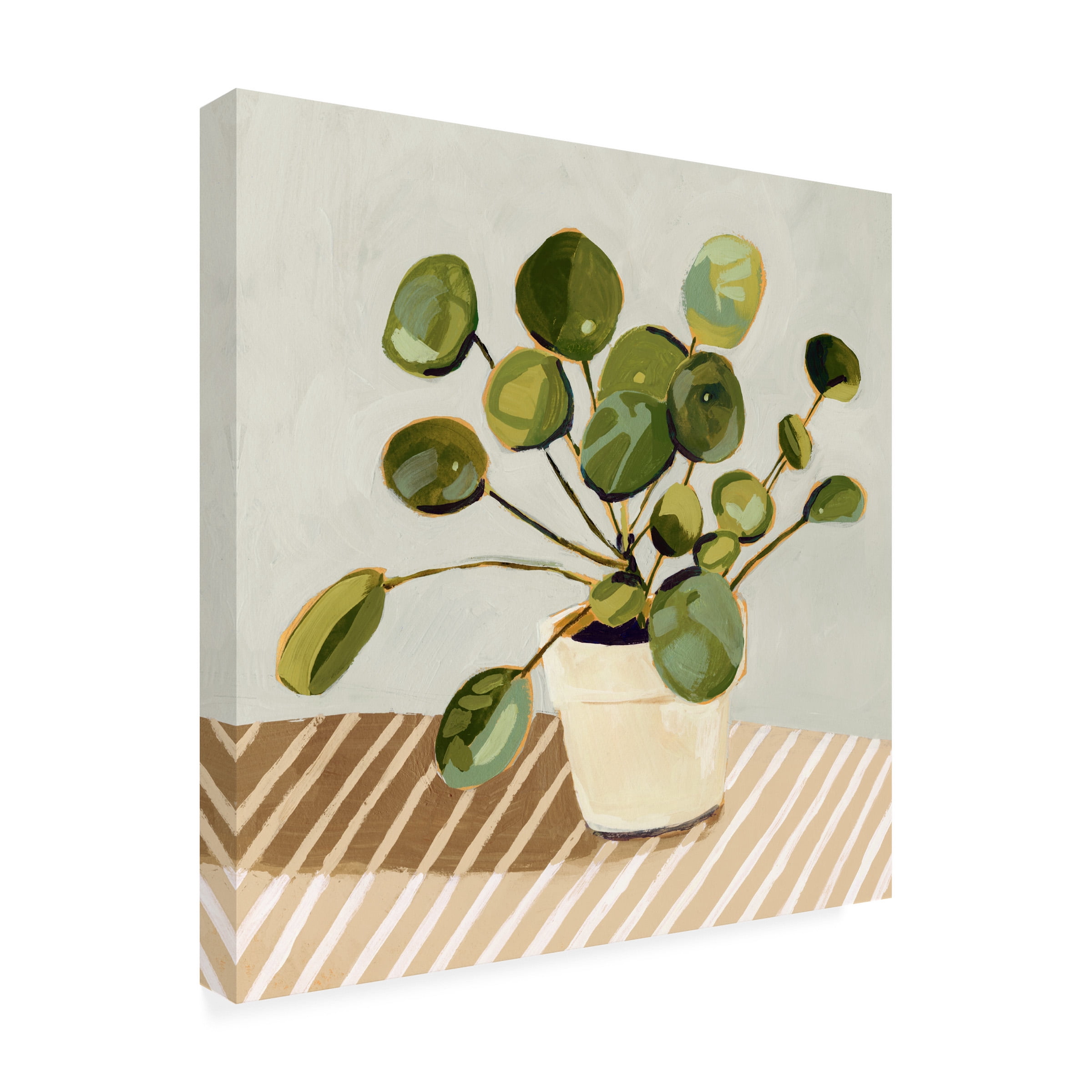 Victoria Barnes 'Plant on Stripes I' Canvas Art
