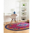 thumbnail image 4 of Unique Loom Calypso Collection Area Rug - Antigua (5' 3" x 8' Oval Fuchsia/Green), 4 of 8