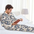 thumbnail image 4 of Mens Pajamas Set, Paisley Pattern No.9078 Button Down Long Sleeve Loungewear Sleepwear Pjs sets for Men, 4 of 5