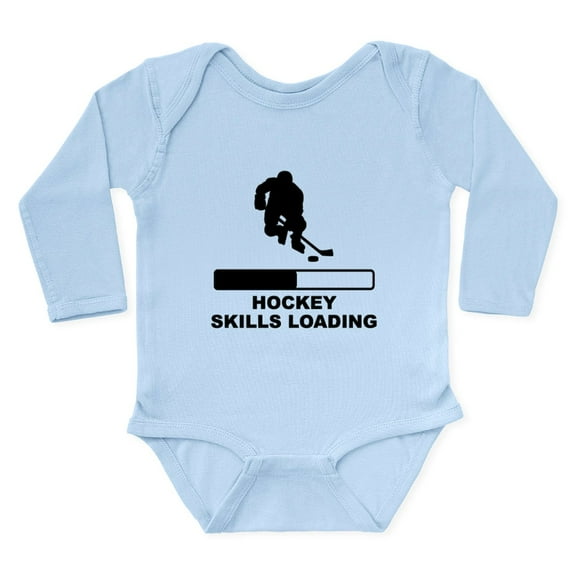 CafePress - Hockey Skills Loading Body Suit - Long Sleeve Cotton Baby Bodysuit