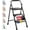 Black, variant on Pro Luxury Step Ladder | European Made 3 Step Foldable Step Stool for Home | Rock-Solid 500 lb Capacity,Built to Last with Highest-Grade Sturdy Steel Construction,Soft Handle, Anti-Slip Feet